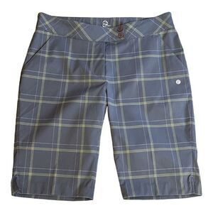 EP SPORT Women's Windowpane Plaid Bermuda Performance Golf Shorts Gray Size 10